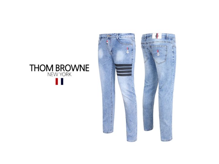 Thom Browne  톰브라운 사선 앵커 워싱 슬림핏청바지