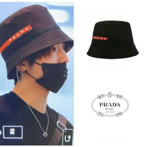 PRADA 프라다 레드라인 로고 버킷햇