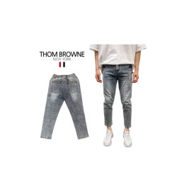 Thom Browne 톰브라운 반밴딩 배기핏9부 청바지