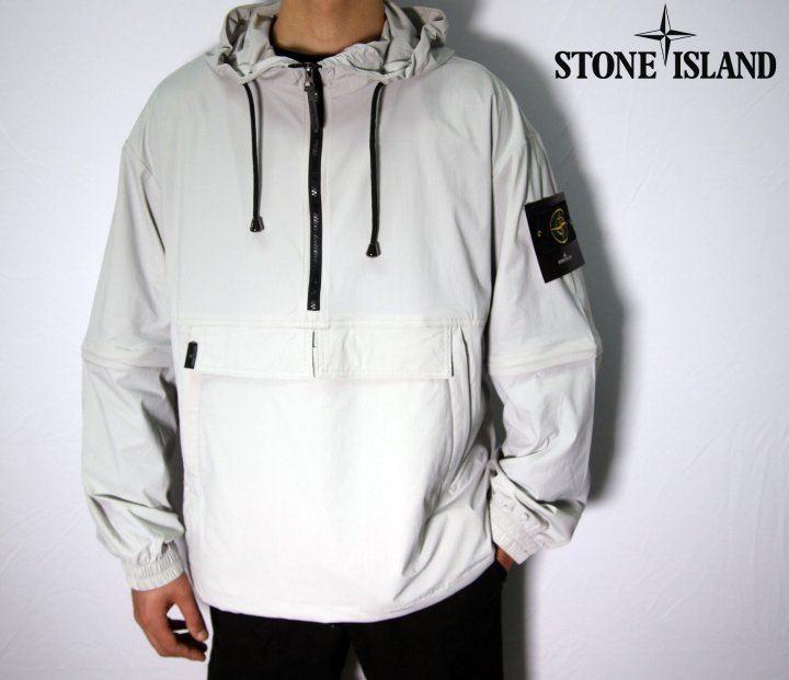 Stone Island 스톤아일랜드 2WAY ZIP 리플렉티브 가먼트 나일론 후디 더블포켓 아노락 [세미오버핏]