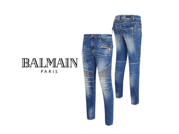 Balmain 발망 무릎절개 바이커 청바지