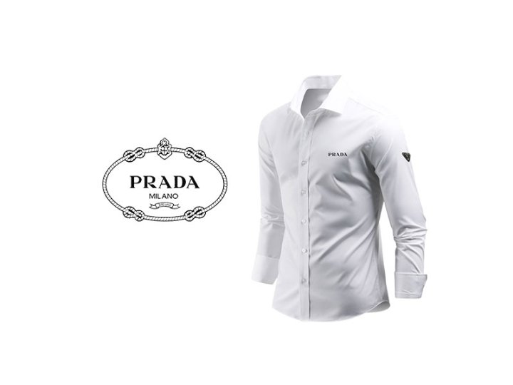 Prada 프라다 로고 고밀도 와이드카라셔츠