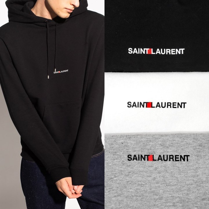 SAINT LAURENT 세인트로랑 클래식 로고 프린트 후드