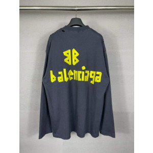 BALENCIAGA  발렌시아가 테이프 로고 구제 워싱 롱 슬리브