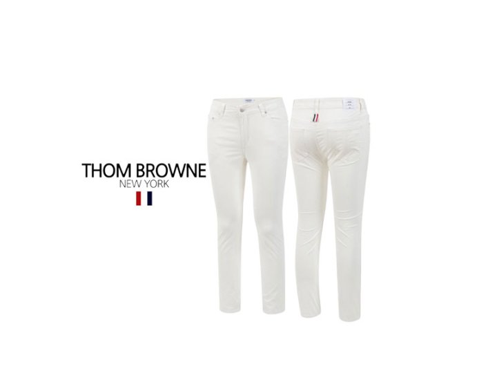 Thom Browne 톰브라운 슬림스판 화이트진 바지