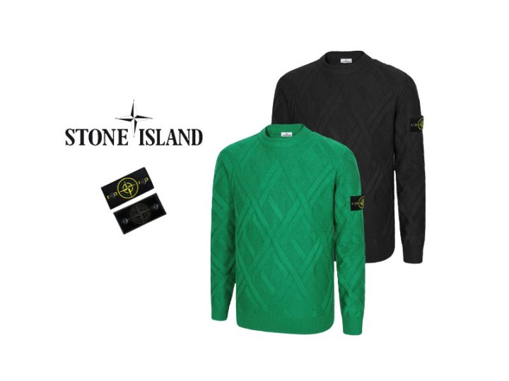 Stone Island  스톤아일랜드 패턴 케이블 패치 니트