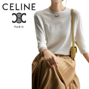 CELINE 셀린느 넥펀칭 라운드 니트