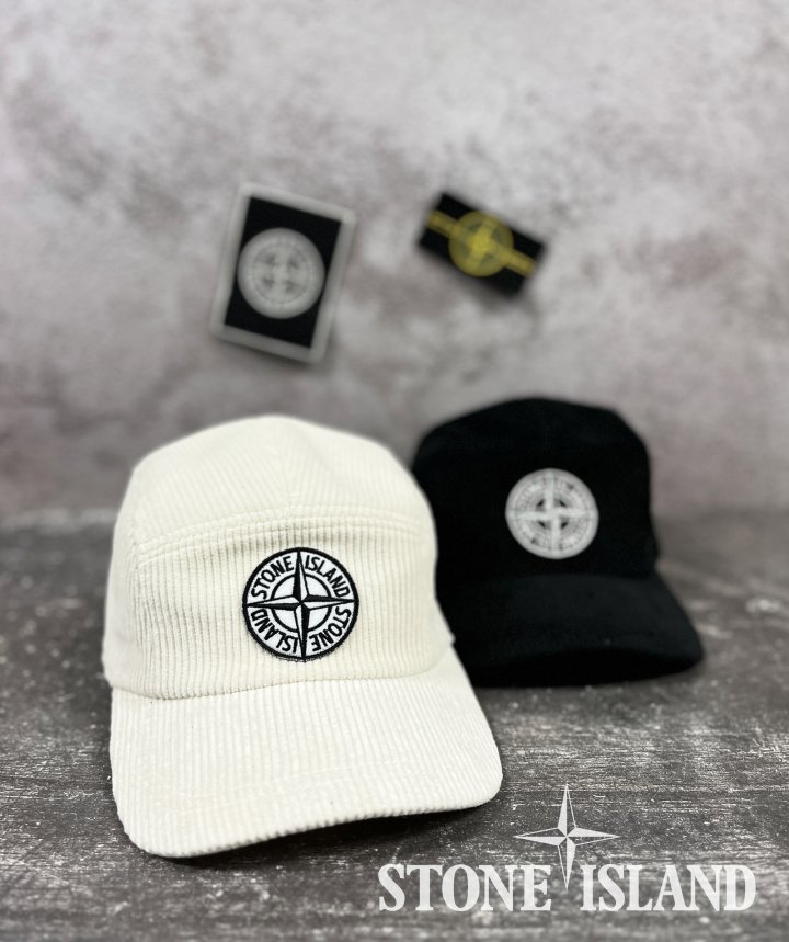 Stone Island 스톤아일랜드 컴퍼스 B&W 리미티드 자수로고 코듀로이 캠프캡[남녀공용]