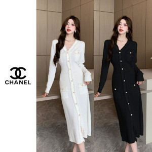 Chanel 샤넬  버튼 슬림핏 원피스