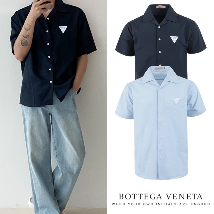 BOTTEGA VENETA 보테가베네타. 24SS 화이트 트라이앵글 오픈 카라 셔츠