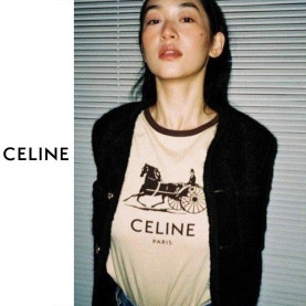 CELINE 셀린느 배색 마차 반팔티셔츠