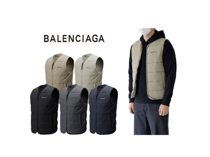 BALENCIAGA  발렌시아가  스몰시그니쳐 노카라 패딩 조끼