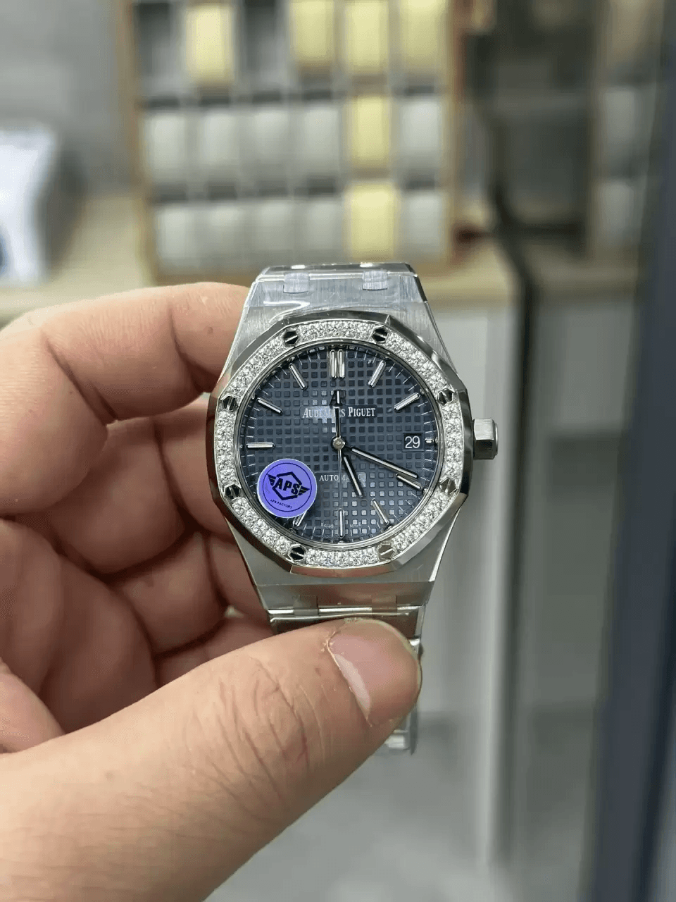 AUDEMARS PIGUET  오데마피게 로얄오크 37MM 청판 다이얼 다이아베젤 15451