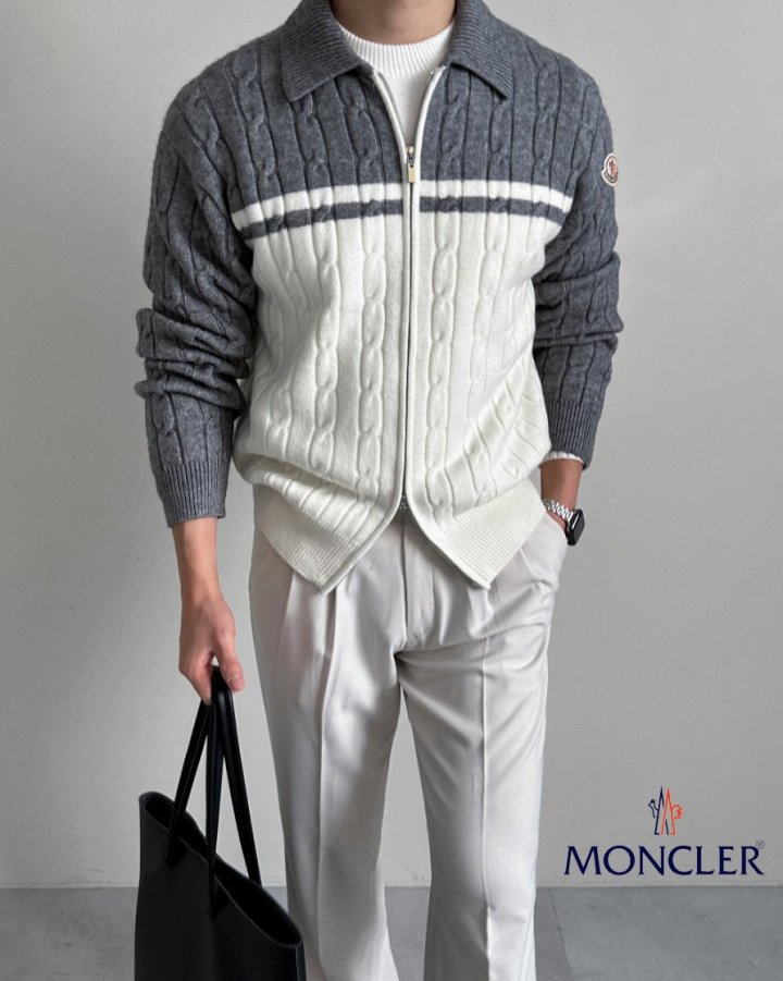 MONCLER 몽클레어 캐시 배색 니트집업