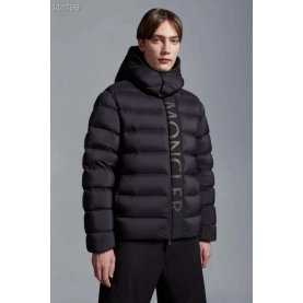 MONCLER 몽클레어 뉴 블랙 사무라이 모자 탈부착 가능 도어 플랩 야광 로고 화이트 구스다운