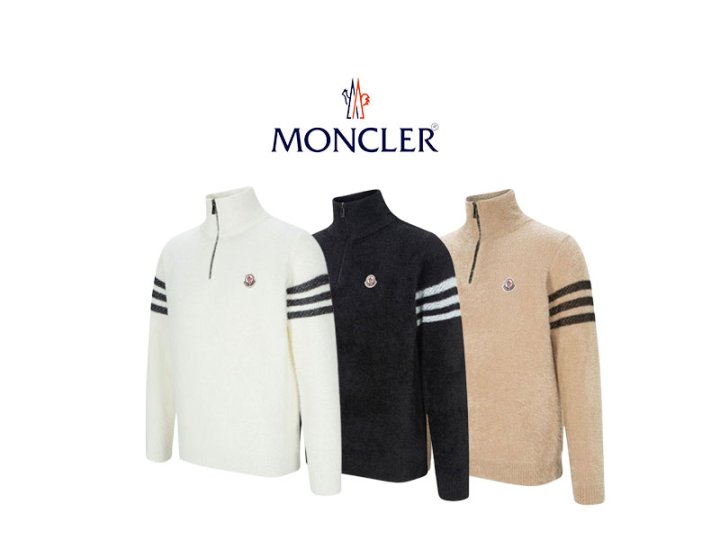 MONCLER 몽클레어 삼선 반집업 니트