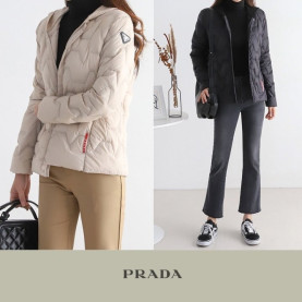 PRADA 프라다 덕다운 니트 후드 점퍼