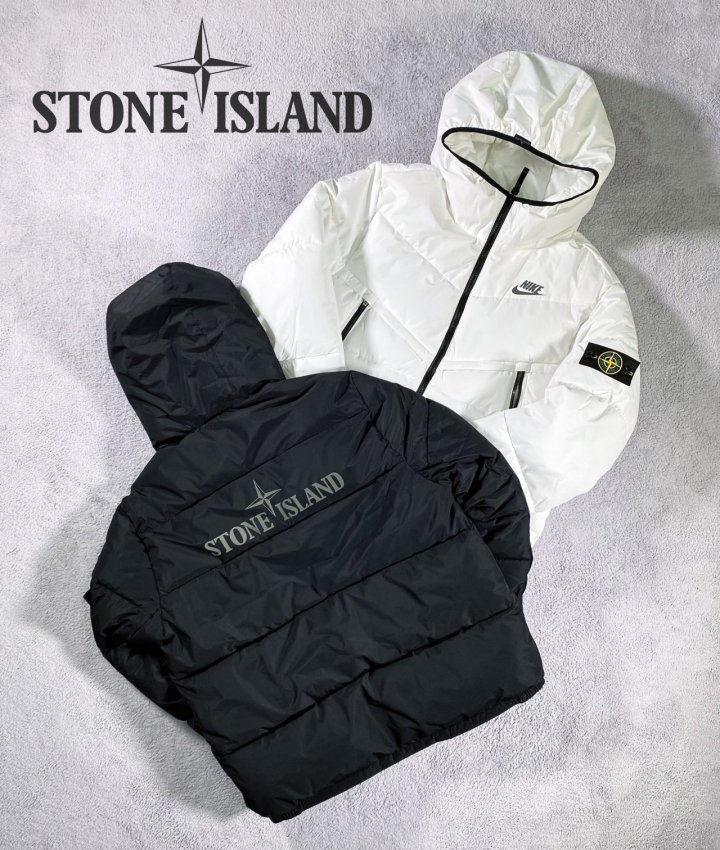 STONE ISLAND 스톤아일랜드 X 나이키 블랙 리플렉티브 에코나일론 윈드러너 패딩 후디 자켓