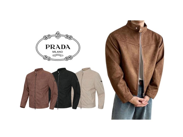 PRADA 프라다 바이커 스웨이드 자켓