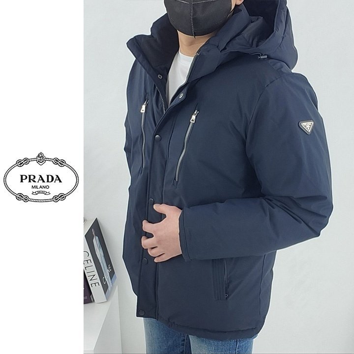 PRADA 프라다 지퍼 포켓 후드 패딩 파카