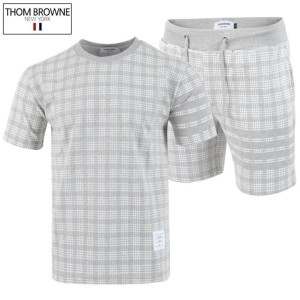 THOM BROWNE 톰브라운 체크 사선 반팔 & 반바지 세트