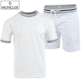 MONCLER 몽클레어 화이트 빅로고 시보리 반팔 & 우븐 반바지 셋트