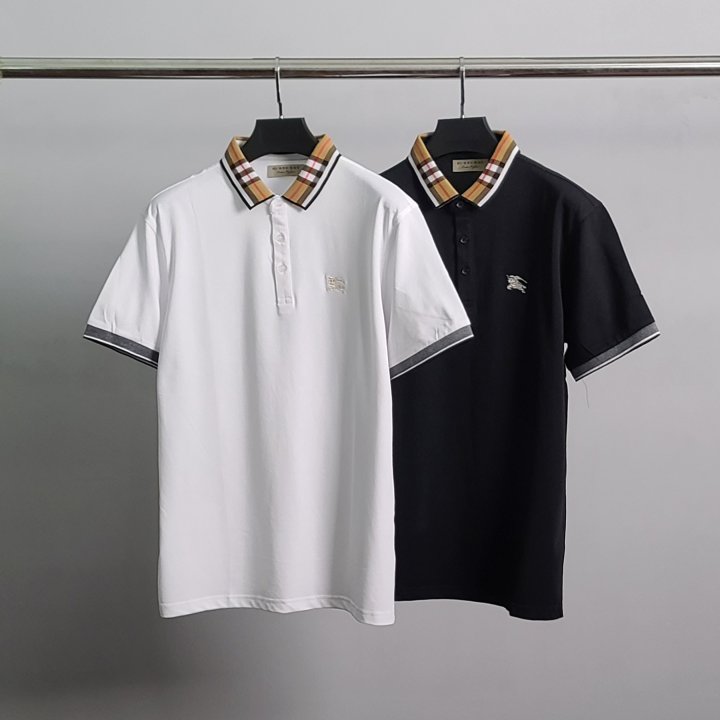 BURBERRY 버버리 체크카라 기사자수 반팔 카라티