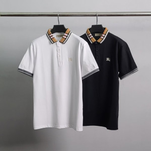 BURBERRY 버버리 체크카라 기사자수 반팔 카라티