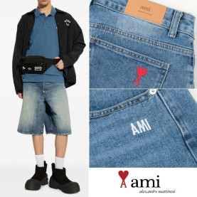 AMI 아미 버뮤다 워싱 데님쇼츠
