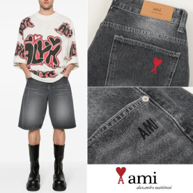 AMI 아미 버뮤다 흑청 데님쇼츠