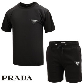 PRADA 프라다 우븐 빅패치 반팔 & 반바지 세트