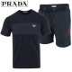 PRADA 프라다 배색 로고 패치 반팔 & 우븐 반바지 세트