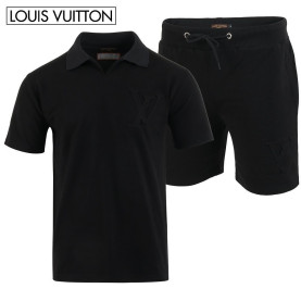 LOUIS VUITTON 루이비통 엠보 로고 오픈 카라 반팔 & 반바지 셋트