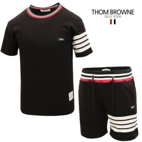 THOM BROWNE 톰브라운 로고패치 시보리 반팔 & 반바지 세트