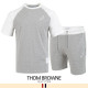 THOM BROWNE 톰브라운 4바 엠보 배색 반팔 & 반바지 세트