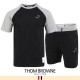 THOM BROWNE 톰브라운 4바 엠보 배색 반팔 & 반바지 세트