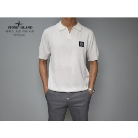 STONE ISLAND 스톤아일랜드 아이스 오픈 카라 니트반팔 4COLOR