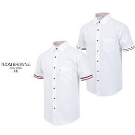 THOM BROWNE 톰브라운 삼색 소매 반팔 셔츠