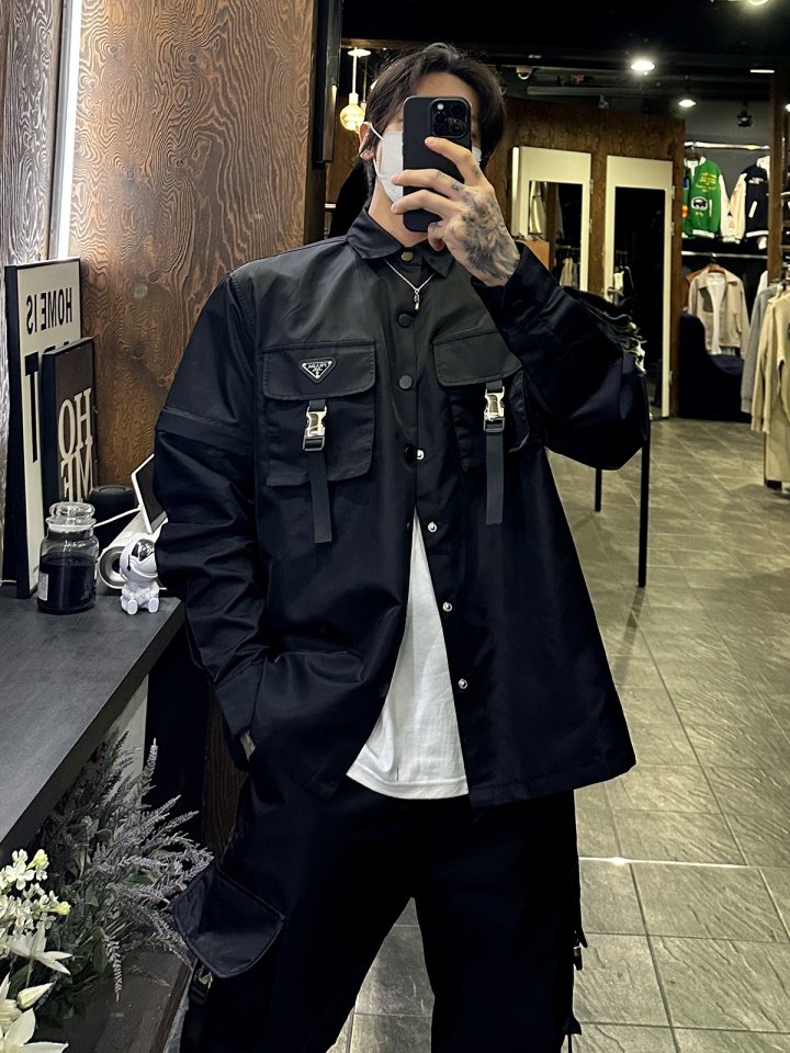 PRADA 프라다 리나일론 하이브리드 셔츠 자켓