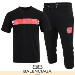BALENCIAGA 발렌시아가 서큐리티 테이프 프린팅 반팔 & 7부 셋트
